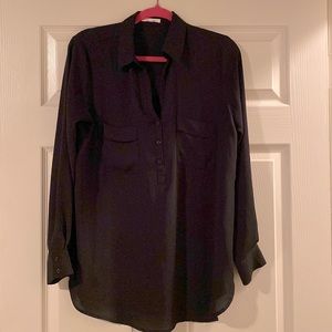 Rayon size M blouse. Long dress shirt.